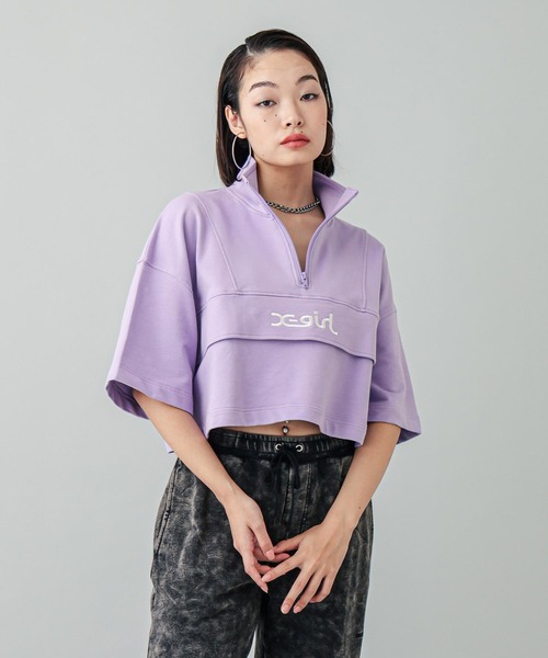 X-girl（エックスガール） トレーナー スウェット CROPPED ANORAK TOP