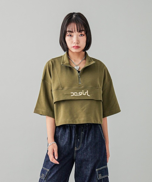 X-girl（エックスガール） トレーナー スウェット CROPPED ANORAK TOP