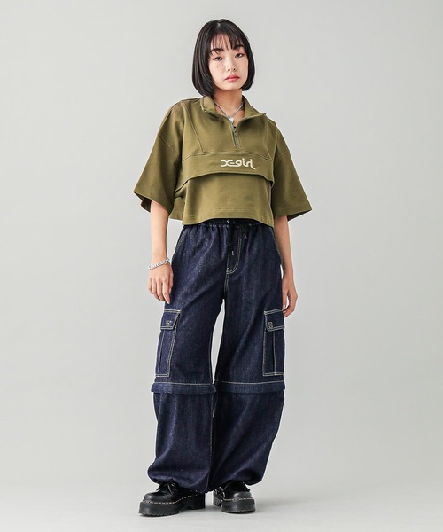X-girl（エックスガール） トレーナー スウェット CROPPED ANORAK TOP