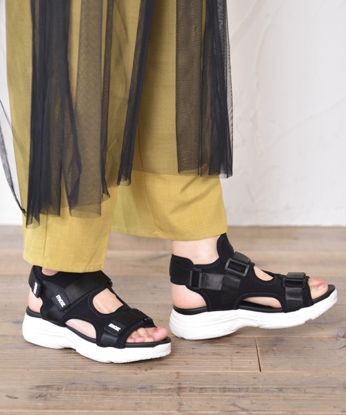 moz（モズ） サンダル 厚底ダブルベルトスポーツサンダル レディース