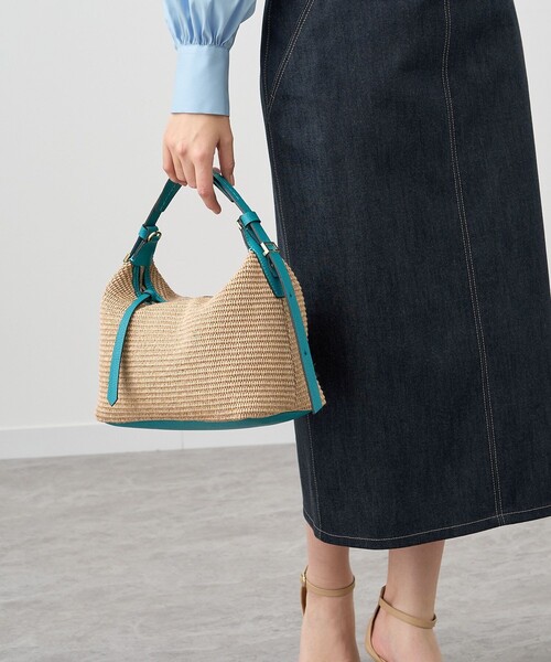 ANAYI ハンドバッグ ストローレザーワンハンドルバッグ