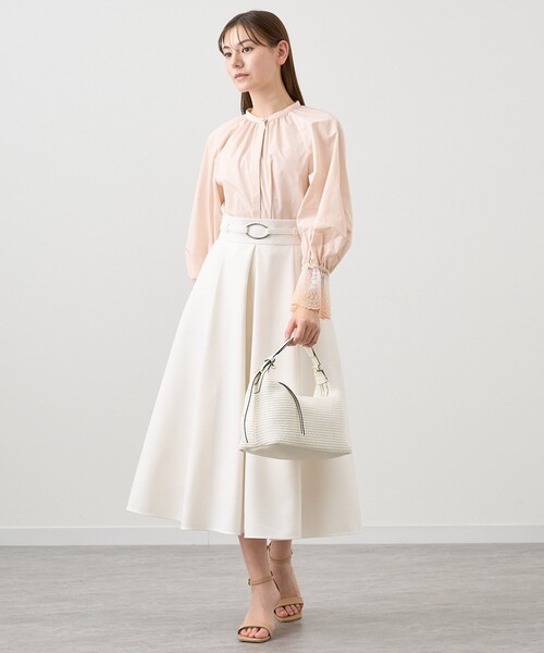 ANAYI ハンドバッグ ストローレザーワンハンドルバッグ