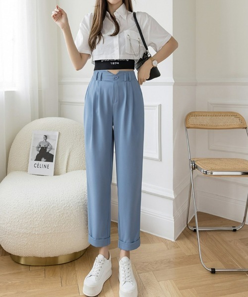 SEU パンツ 9分丈テーパードパンツ オフィスカジュアル きれいめ