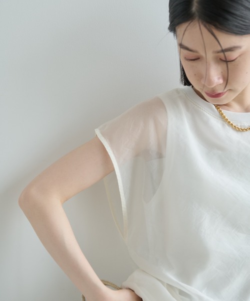 tシャツ インレイレイヤードプルオーバー レディース Shelly island tシャツ ソフトオーガンジーレイヤードプル
