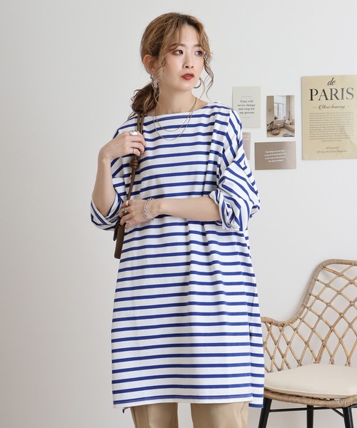 tシャツ MONT KEMMEL COMBED BORDER BASQUE DRESS レディース