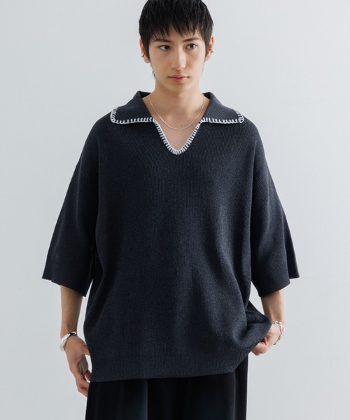 【SINNERS ATTIRE】L/S Knit Polo Shirt ニット ポロシャツ 長袖 SINNERS ATTIRE】L/S Knit Polo Shirt ニット ポロシャツ 長袖
