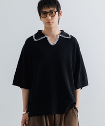 SINSS ステッチニットポロシャツ xs ブルー SINSS（シンス）の「Stitched knit polo shirt / ステッチニット
