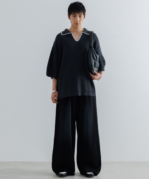 SINSS ポロシャツ Stitched knit polo shirt / ステッチニット