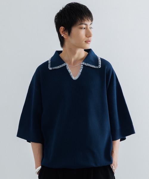 is-ness ポロシャツ is-ness (イズネス) KNITTED BIG POLO / ニットビッグポロ