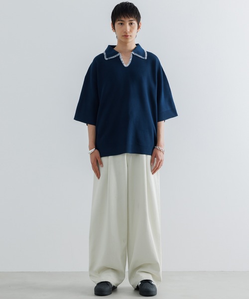 SINSS ポロシャツ Stitched knit polo shirt / ステッチニット