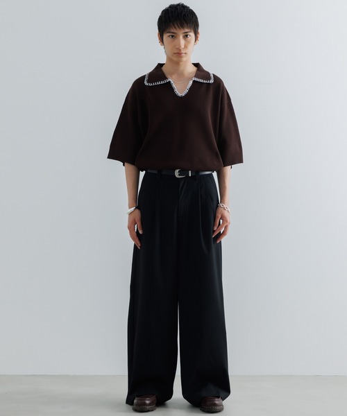 SINSS ポロシャツ Stitched knit polo shirt / ステッチニット