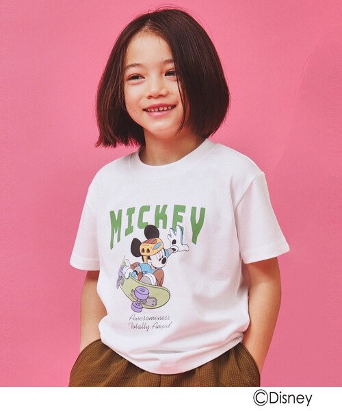 tシャツ Tシャツ Disney／「110-150/親子リンク」プリント半袖Tシャツ  