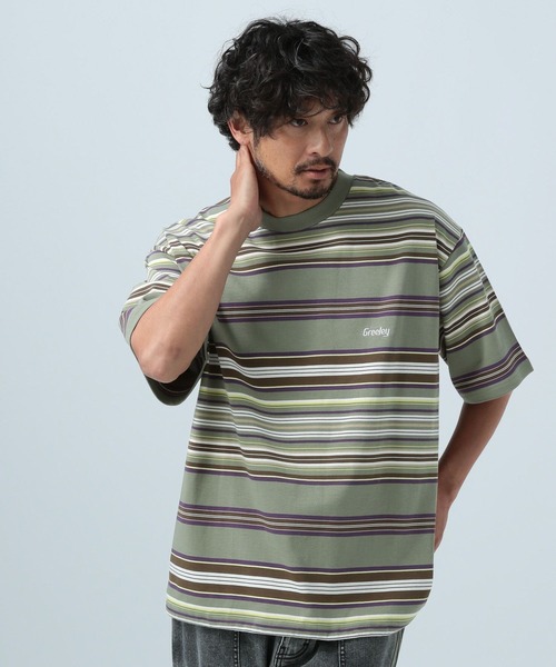 BAYFLOW tシャツ 「シルエット調整できる」マルチボーダー半袖T