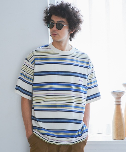 BAYFLOW tシャツ 「シルエット調整できる」マルチボーダー半袖T