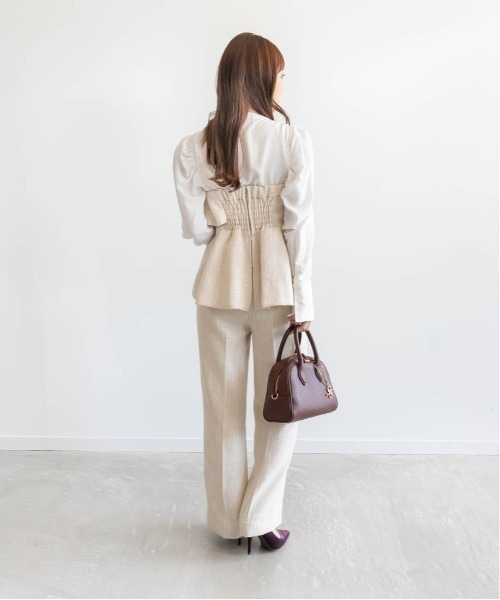 RANDA ブラウス シャツ ラッフルフリルビスチェ＆ブラウスセット