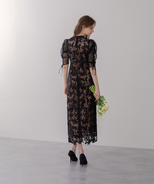 Leja（レジャ） ドレス 「LEJA」シアーレースパフスリーブスリットI