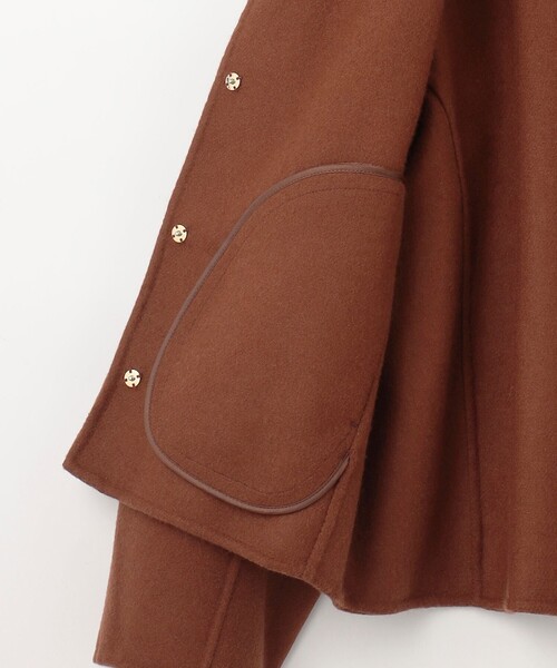 美品》自由区 ノーカラー ラムレザージャケット キャメル サイズ 40