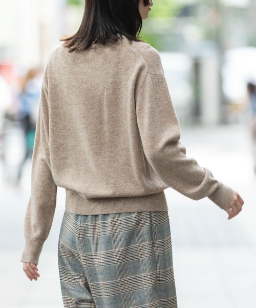 【未使用級】レオナール ミンク衿モヘア混ジャガードニット ブラック Mサイズ NAUTICA（ノーティカ） セーター ニット モヘア混 迷彩ジャカード