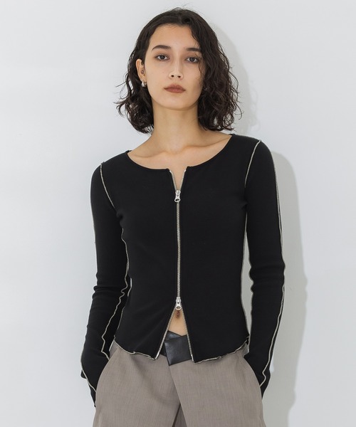 studious ジップアップリブトップス　カーディガン STUDIOUS（ステュディオス） カーディガン 「STUDIOUS/ステュディオス