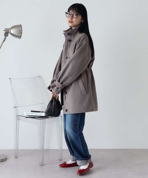 FREAK'S STORE コート アウター ウーリー ハイネックギャザー
