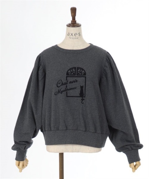 tシャツ フロッキープリント裏起毛フーディ レディース axes femme tシャツ フロッキープリントトレーナー レディース