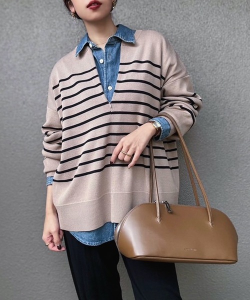 2wayニットセーター Emma Taylor（エマテイラー） ニット セーター フロント2wayニットプル