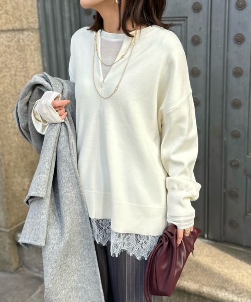 2wayニットセーター Emma Taylor（エマテイラー） ニット セーター フロント2wayニットプル