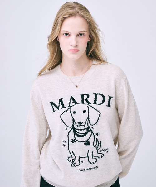 ニット セーター CASHMERE CREW NECK SWING THE TAIL DDANJI PEARL NECKLACE レディース