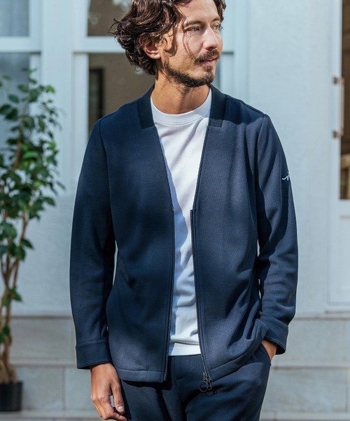 ジャケット ノーカラージャケット mj10482-リブ襟ノーカラージャケット