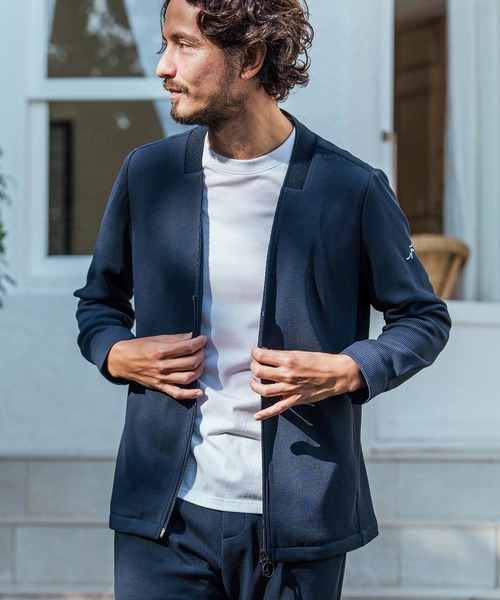 ジャケット ノーカラージャケット mj10482-リブ襟ノーカラージャケット