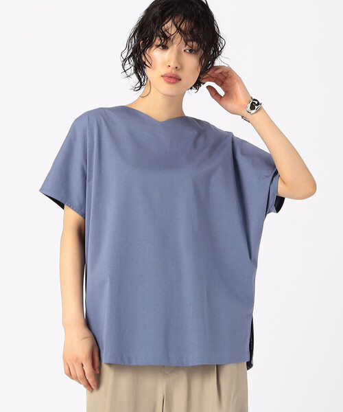tシャツ 「前後2WAY」プレーティング天竺 ブラウス仕立てのカットソー レディース