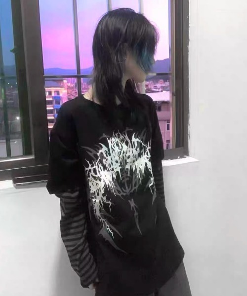 tシャツ A'GEM/9 × .kom「NOVESSEL/ノベセル」レイヤードボーダーロングスリーブカットソー レディース メンズ NOVESSEL tシャツ A'GEM/9 × .kom「NOVESSEL/ノベセル