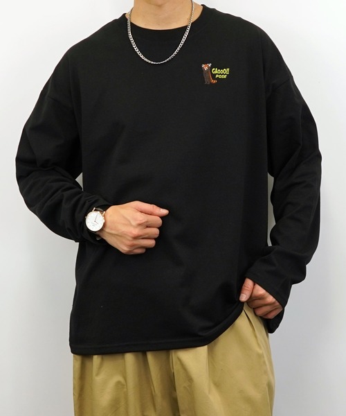 SIIILON ミックスドッグクラブ ロングスリーブTシャツ BURNER tシャツ 「GROOVY STORE」ワイドシルエット ワンポイント