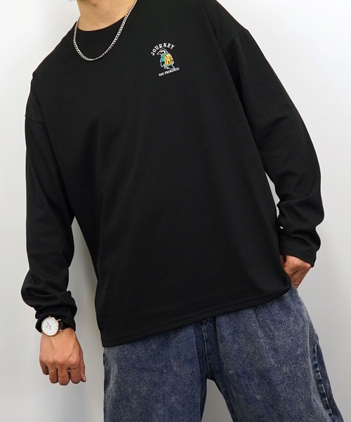 ■90s HARDY AMIES スウェット 長袖Tシャツ ロンT 刺繍ロゴ 黒 アンサーフォー / “刺繍↑“ロングスリーブTシャツ – Run boys