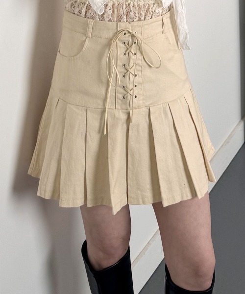 ミニスカート Fiorucci Slim Fit Mini Skirt ≪通常販売≫adjust pleats mini skirt（アジャストプリーツミニ