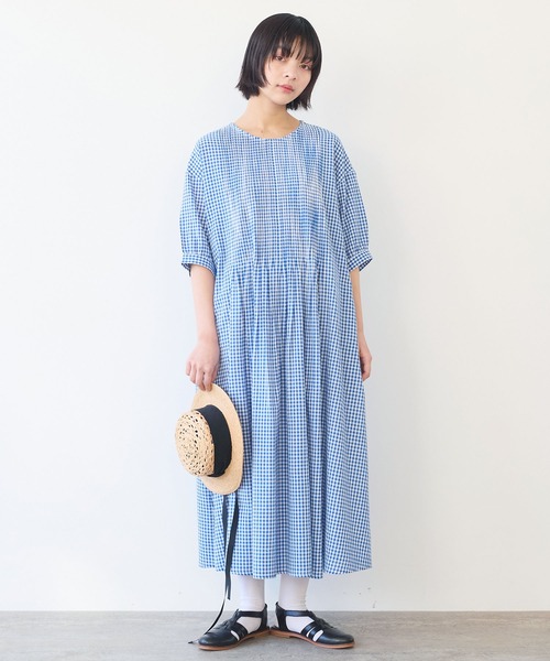 ビュルデサボン　ギンガムチェックワンピース bulle de savon ワンピース gingham pin tuck : ZOZOTOWN Yahoo