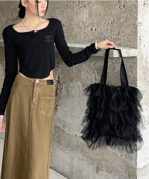 L LABEL（エルラベル） トートバッグ チュールフリルトートバッグ