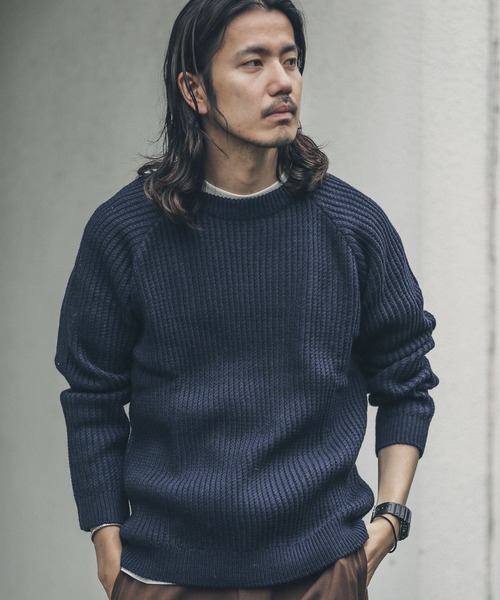 「URBAN RESEARCH Sonny Label」 長袖ニット MEDIUM ネイビー メンズ_画像3