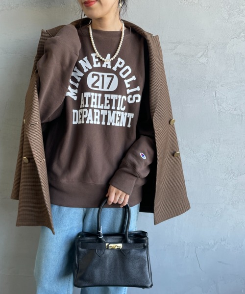 「Champion」 スウェットカットソー X-LARGE ダークブラウン レディース Champion 「Champion」 スウェットカットソー XX-LARGE ダーク