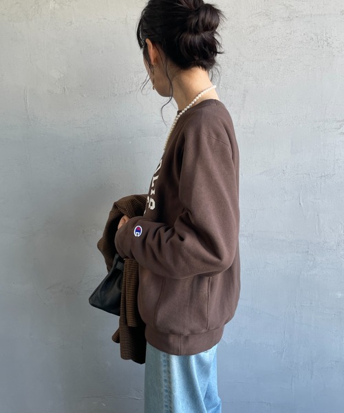 「Champion」 スウェットカットソー X-LARGE ダークブラウン レディース Champion 「Champion」 スウェットカットソー XX-LARGE ダーク
