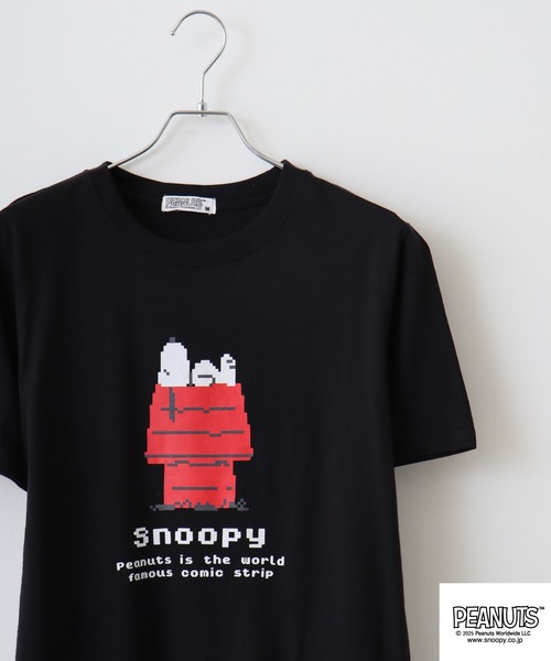 PEANUTS tシャツ ピクセルプリント天竺半袖Tシャツ メンズ レディース