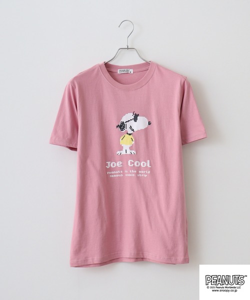 PEANUTS tシャツ ピクセルプリント天竺半袖Tシャツ メンズ レディース