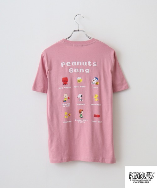 PEANUTS tシャツ ピクセルプリント天竺半袖Tシャツ メンズ レディース