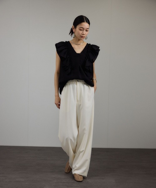 ブラウス シャツ 「WEB限定」2WAYギャザーフリルノースリーブブラウス レディース SALON adam et ropé(サロン アダム エ ロペ) / 【WEB限定】2WAY