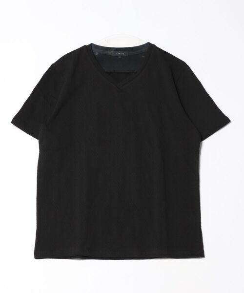TAKA-Q tシャツ 「ウォッシャブル」タカキュー ふくれアーガイル