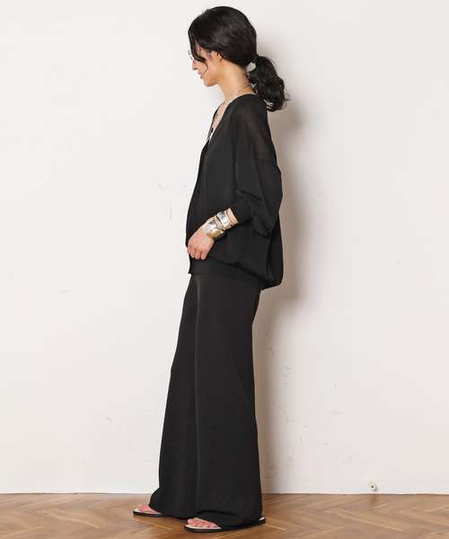 AP STUDIO カーディガン Luxe ギャザーカーディガン レディース