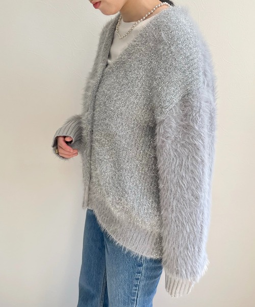 「LHELBIE」 ニットカーディガン M ゴールド レディース_画像3