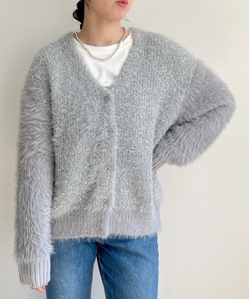 「LHELBIE」 ニットカーディガン M ゴールド レディース_画像5