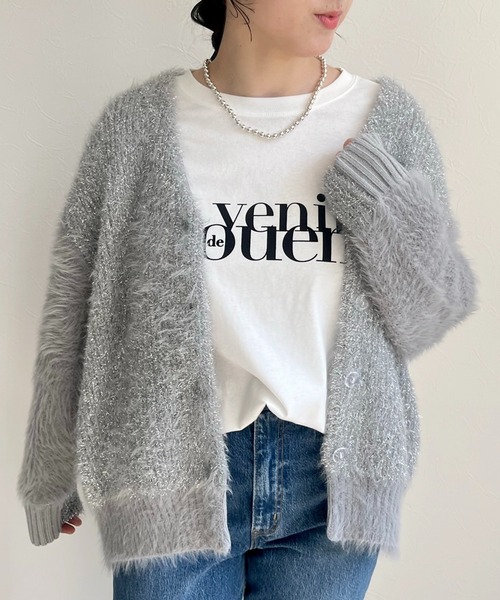 「LHELBIE」 ニットカーディガン M ゴールド レディース_画像9