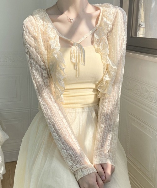 Blanc de Blue カーディガン レースフリルショートカーディガン